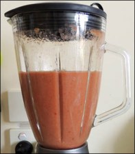 Blend tomatoes and capsicum until smooth
