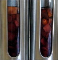A view of the fruit macerating in the rum pot.